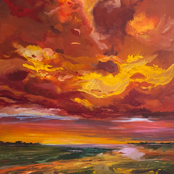 Daily-DisAppearance-Golden Storm Of Light-Lies-Goemans-painting-sky-schilderij-clouds-100x150cm-basis-square