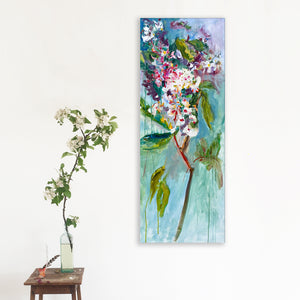 branch-up-chestnut-abundance-Lies-Goemans-painting-flower-schilderij-floral-40x110cm-interor