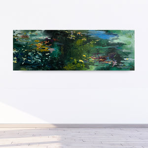 water stories-Dragonfly's Dive-150x50cm-lies-goemans-water painting-gallery-interior-square.jpg